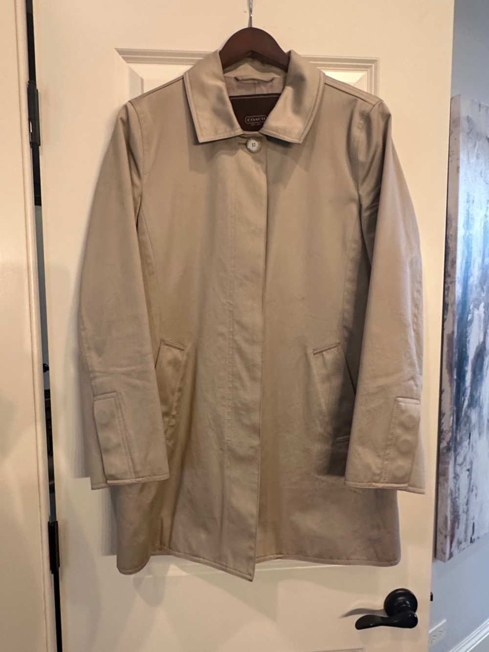 Coach Light Beige Button Trench Coat